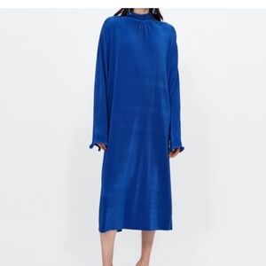 Zara | Royal Blue Ribbed Midi Dress Medium